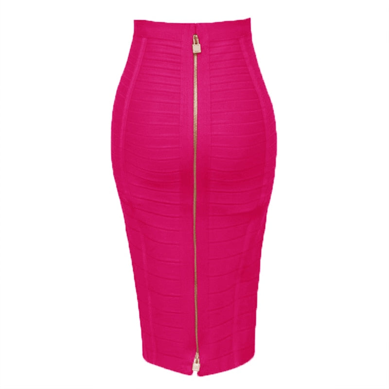 Women's Sexy Solid Zipper Bandage Skirt