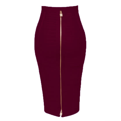 Women's Sexy Solid Zipper Bandage Skirt