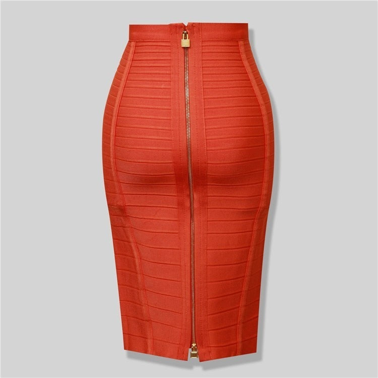 Women's Sexy Solid Zipper Bandage Skirt