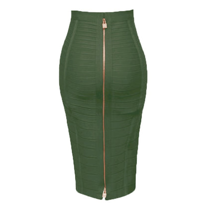 Women's Sexy Solid Zipper Bandage Skirt