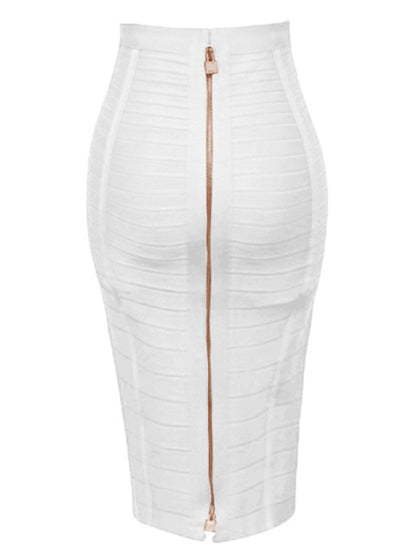 Women's Sexy Solid Zipper Bandage Skirt