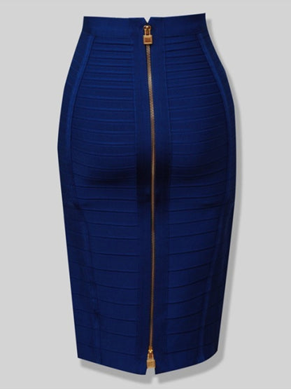 Women's Sexy Solid Zipper Bandage Skirt