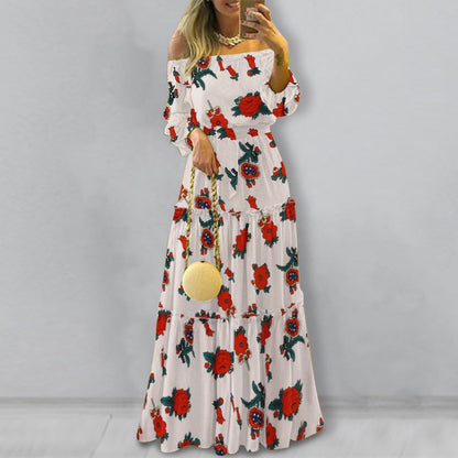 Ladies Off-Shoulder Lace Up Belted Maxi Dress