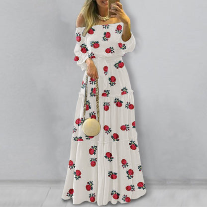 Ladies Off-Shoulder Lace Up Belted Maxi Dress