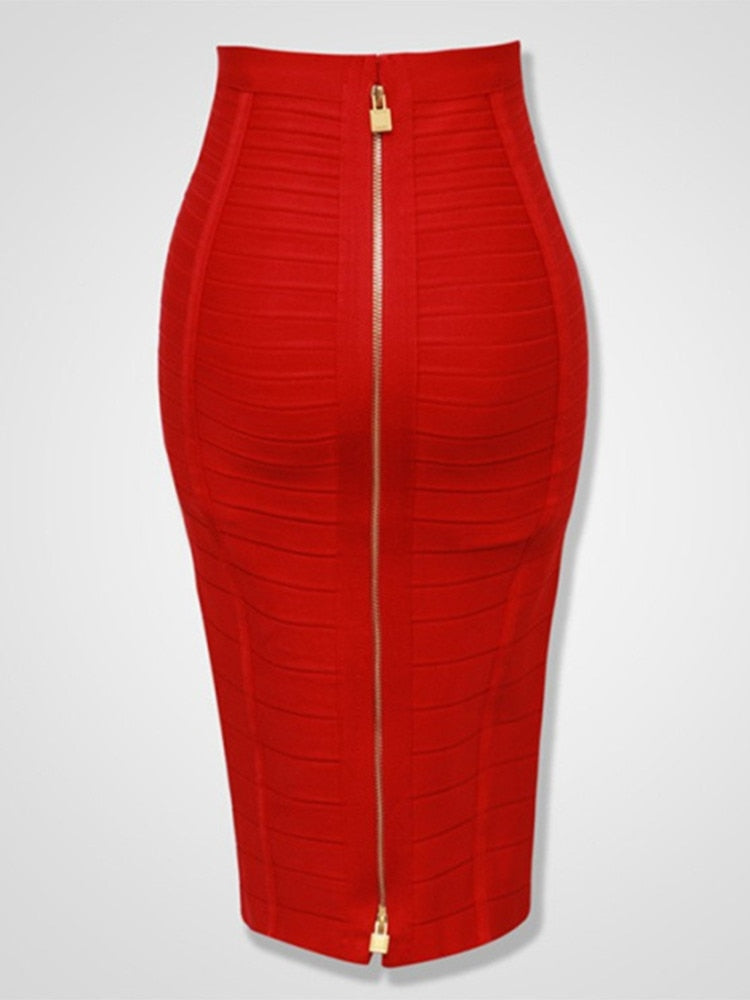 Women's Sexy Solid Zipper Bandage Skirt